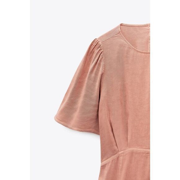 Zara linen blend midi dress cut out open back - Picture 2 of 6